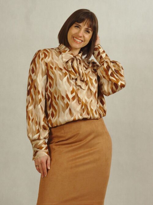 Spódnica prosta a'la zamsz karmelowa duże rozmiary /593/