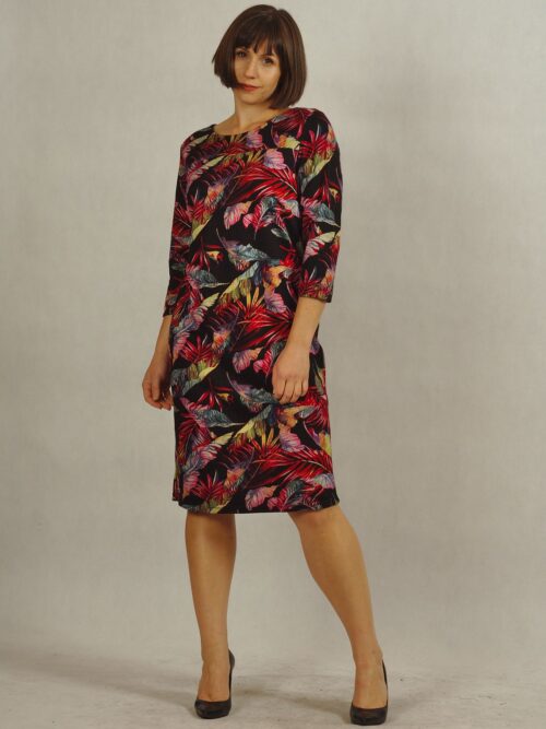 Sukienka ze wstążeczkami czarna w bordowe monstery /579/