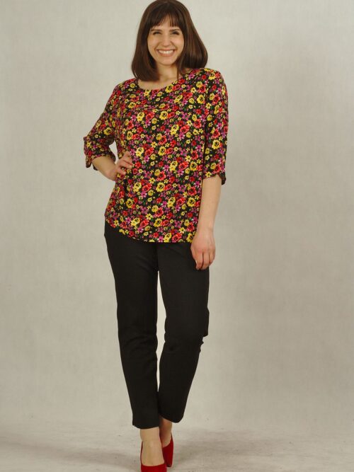 Czarne klasyczne spodnie dzianinowe z kieszeniami plus size /665/