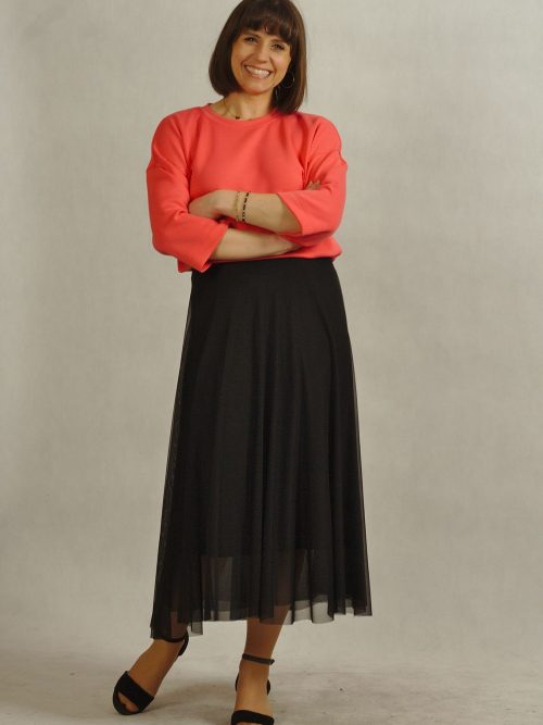 Czarna spódnica z siatki z podszewką wiskozową /597/