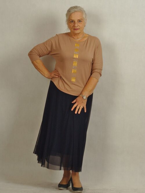 Granatowa spódnica z siatki z podszewką wiskozową /597/