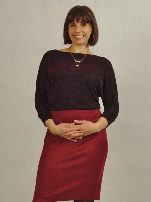 Bluzka czarna z połyskiem z rękawem kimonowym /672/