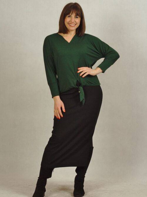 Zielona bluzka z wiązaniem w talii plus size /744/