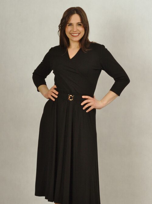 Czarna sukienka z kopertowym dekoltem  plus size  /761/