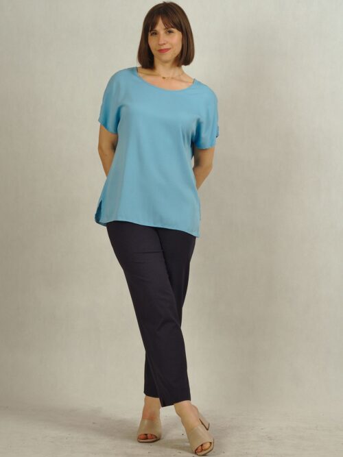 Niebieska bluzka z wiskozy 100% plus size /784/