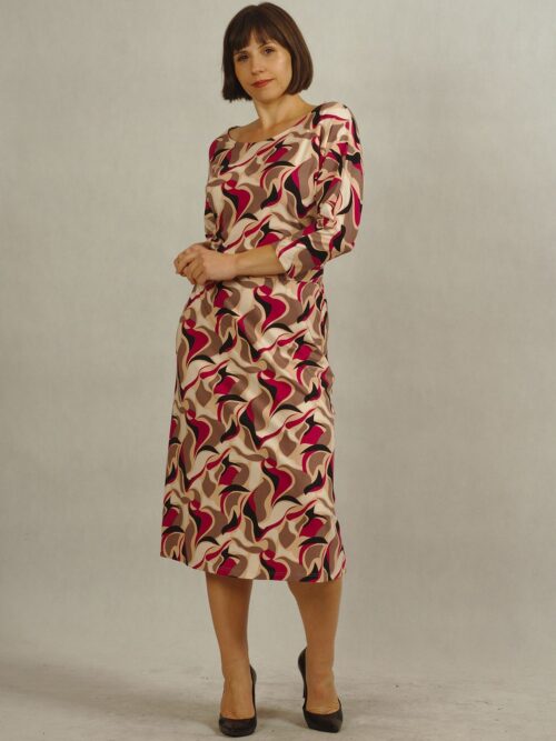 Sukienka midi z kimonowym rękawkiem dzianinowa plus size /792/