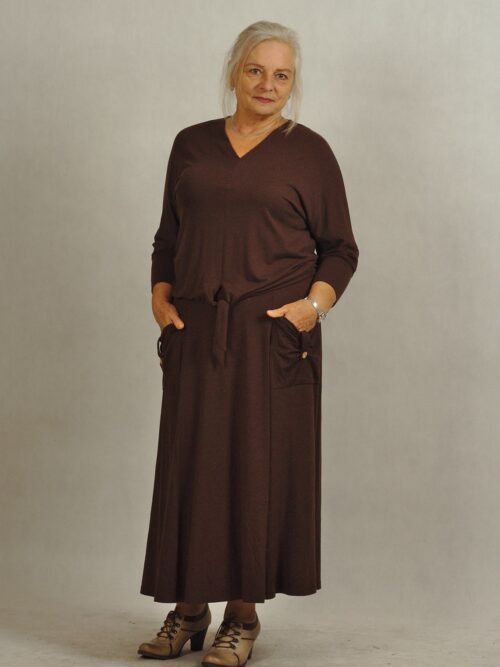 Brązowa spódnica z kieszeniami /816/