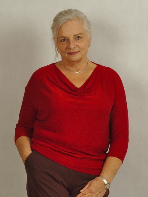 Bluzka z lejącym dekoltem czerwona błyszcząca /812/