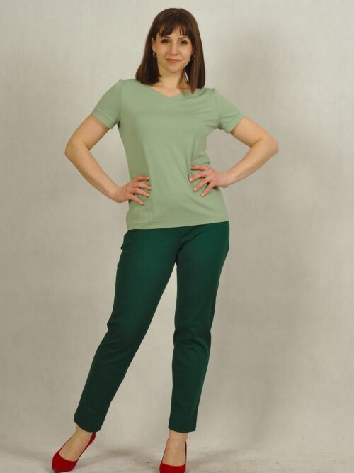 Bluzka bazowa miętowa z krótkim rękawem plus size /322/