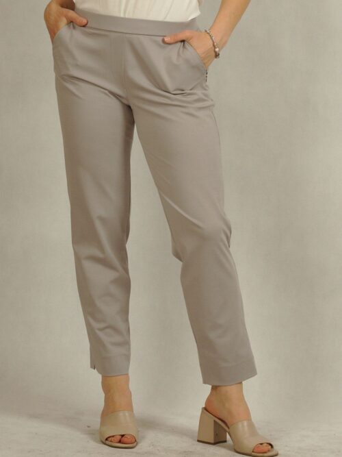 Szare spodnie z cienkiej dzianiny na gumce plus size /763/