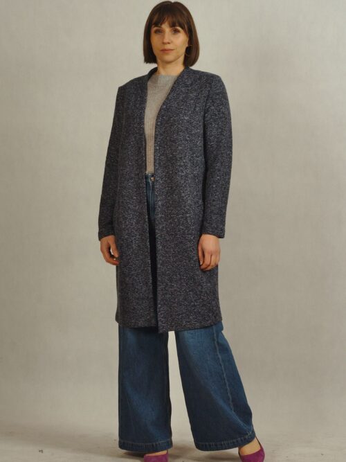 Kardigan zapinany na haftkę niebieski /651/