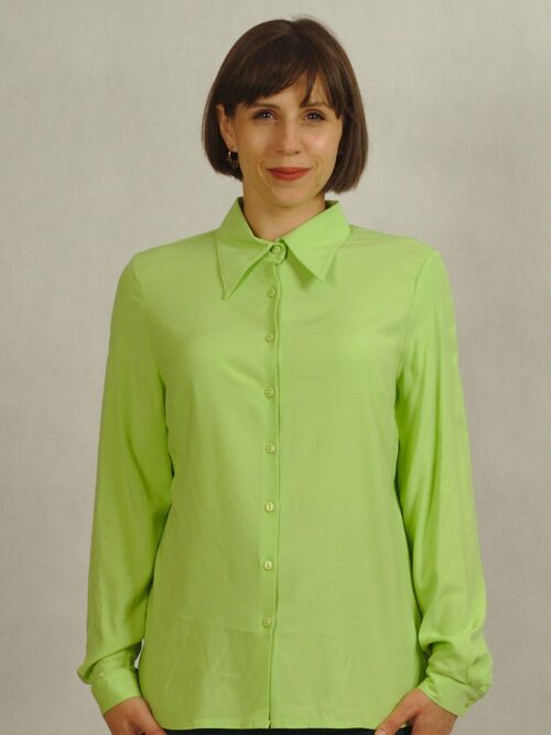 Bluzka koszulowa limonkowa z długim rękawem plus size /664/