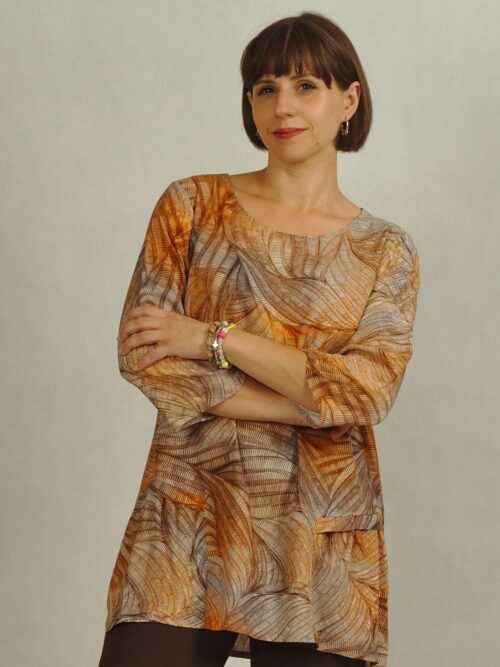 Tkaninowa ruda bluzka we wzory /830/