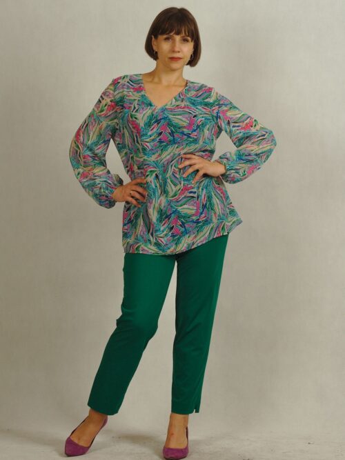 Tunika z szyfonu we wzory bladozielona /865/
