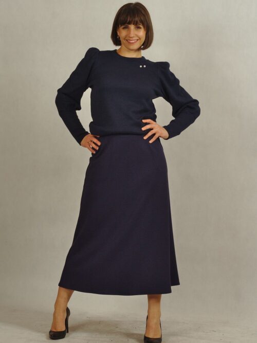 Trapezowa spódnica granatowa na gumce /875/