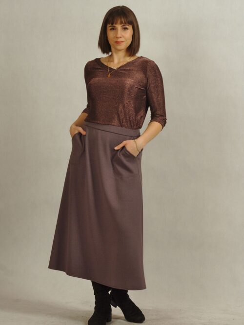 Trapezowa spódnica szara na gumce /875/