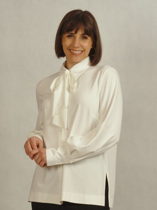 Elegancka koszula z wiązaniem - ecru /878/