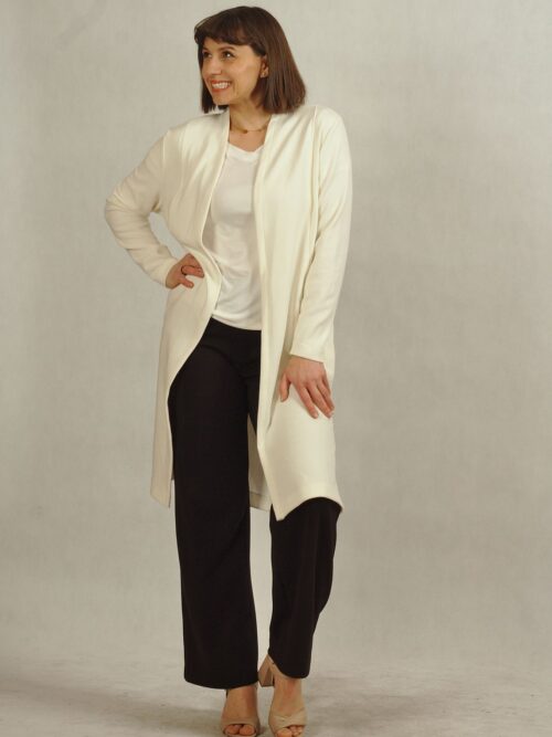 Kardigan ecru zapinany na haftkę /872/