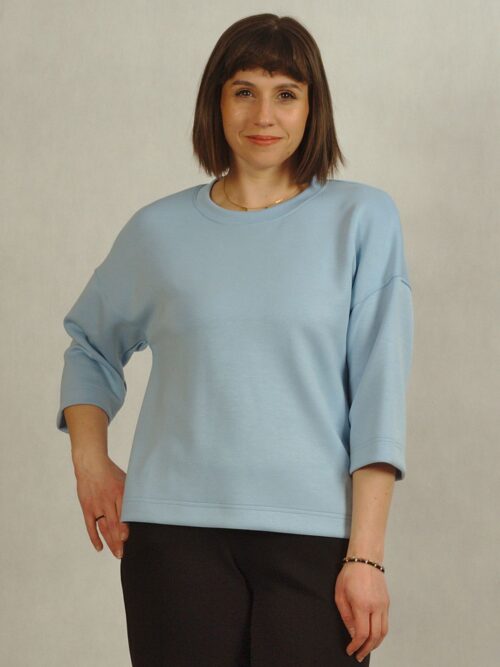 Bluza z rękawem 3/4 błękitna /887/