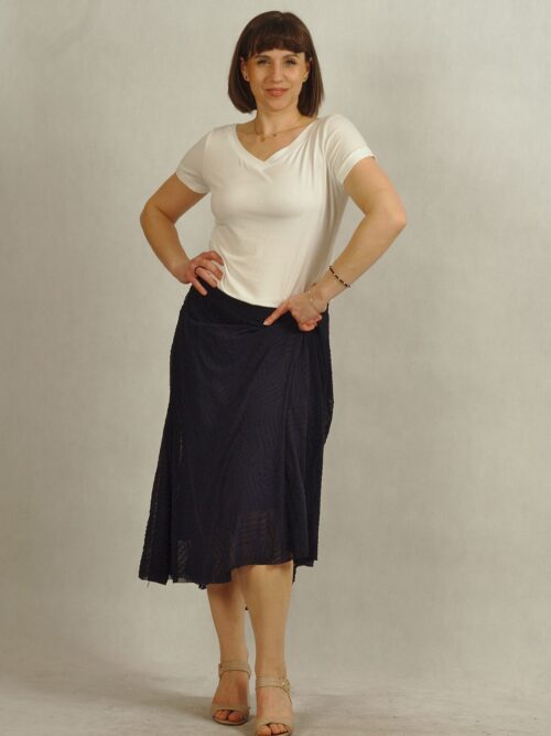 Spódnica granatowa z mozaiką z siatki z podszewką wiskozową /590/