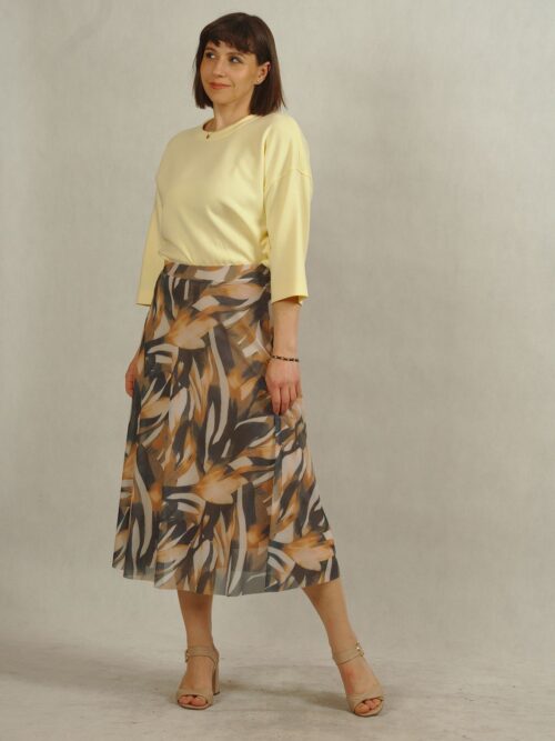 Spódnica oliwkowo- żółta z siatki z podszewką wiskozową /590/