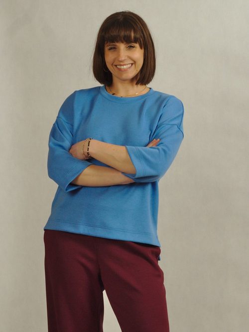 Bluza z rękawem 3/4 niebieska /887/