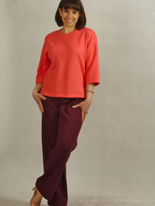 Bluza z rękawem 3/4 malinowa /887/